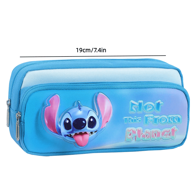 Estojo de couro PU Stitch - ideal para material escolar e maquiagem