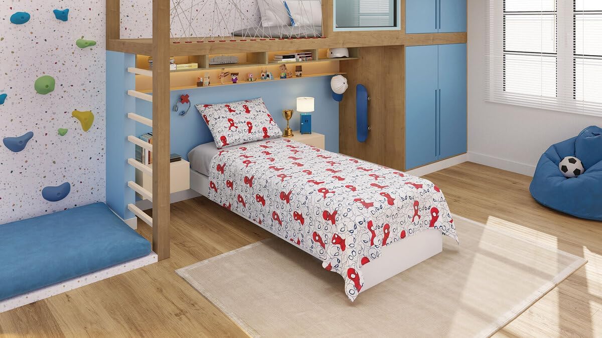 Jogo de Cama 100% Algodão Solteiro Estampado Stitch 1,40 m x 2,10 m Com 3 peças