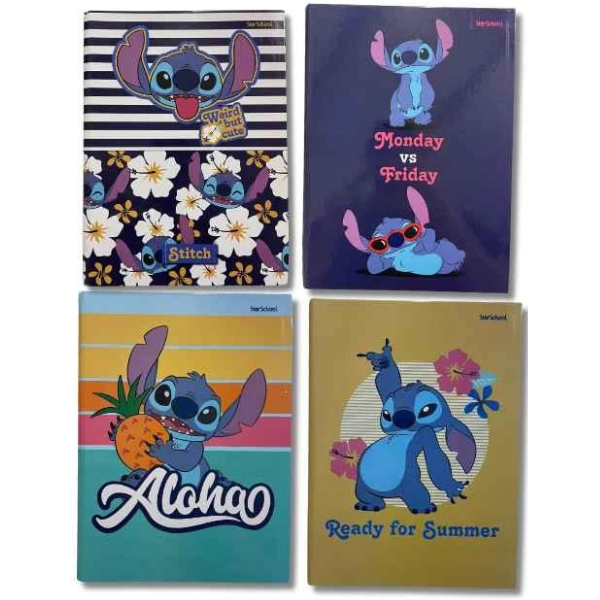 Kit Escolar Lilo & Stitch com 8 Cadernos Brochurão Capa Dura 80 Folhas