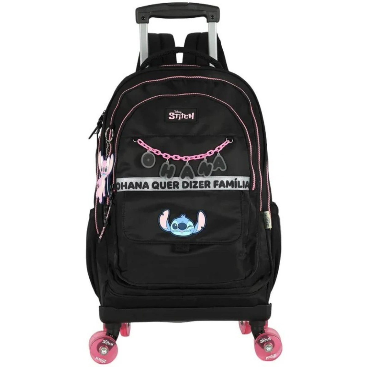 Mochila Escolar Infantil Stitch Disney Original com Rodas – Kit Completo