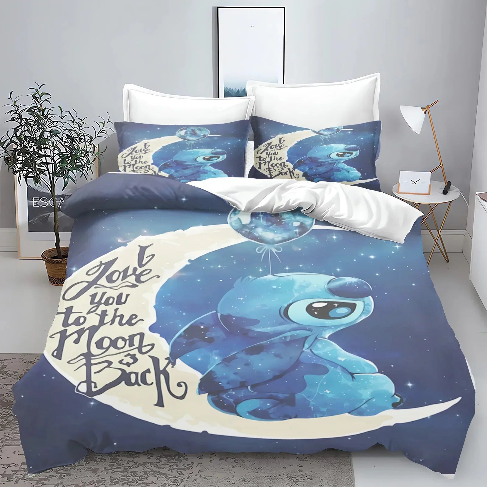 Edredom Stitch Estampa 3D de Desenho Animado - 3 Peças