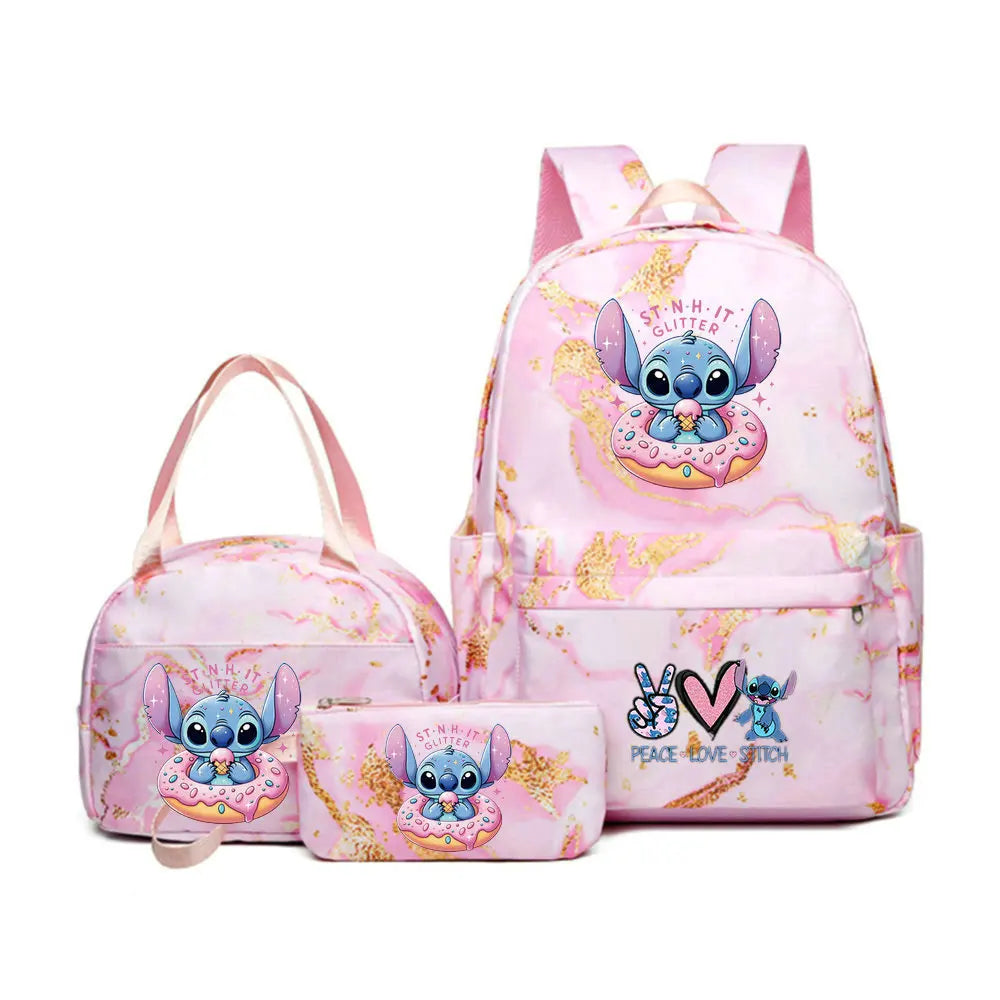 Conjunto de Mochilas Infantis Lilo & Stitch - 3 Peças