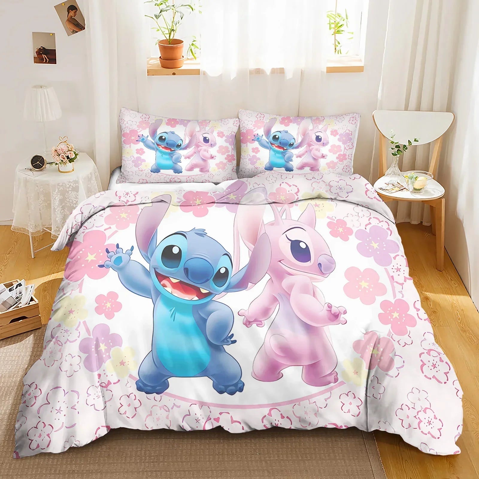 Edredom Lilo & Stitch, Roupa de Cama Infantil 3D (edredom + 2 fronhas).