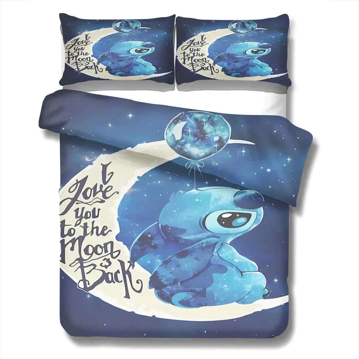 Edredom Stitch Estampa 3D de Desenho Animado - 3 Peças