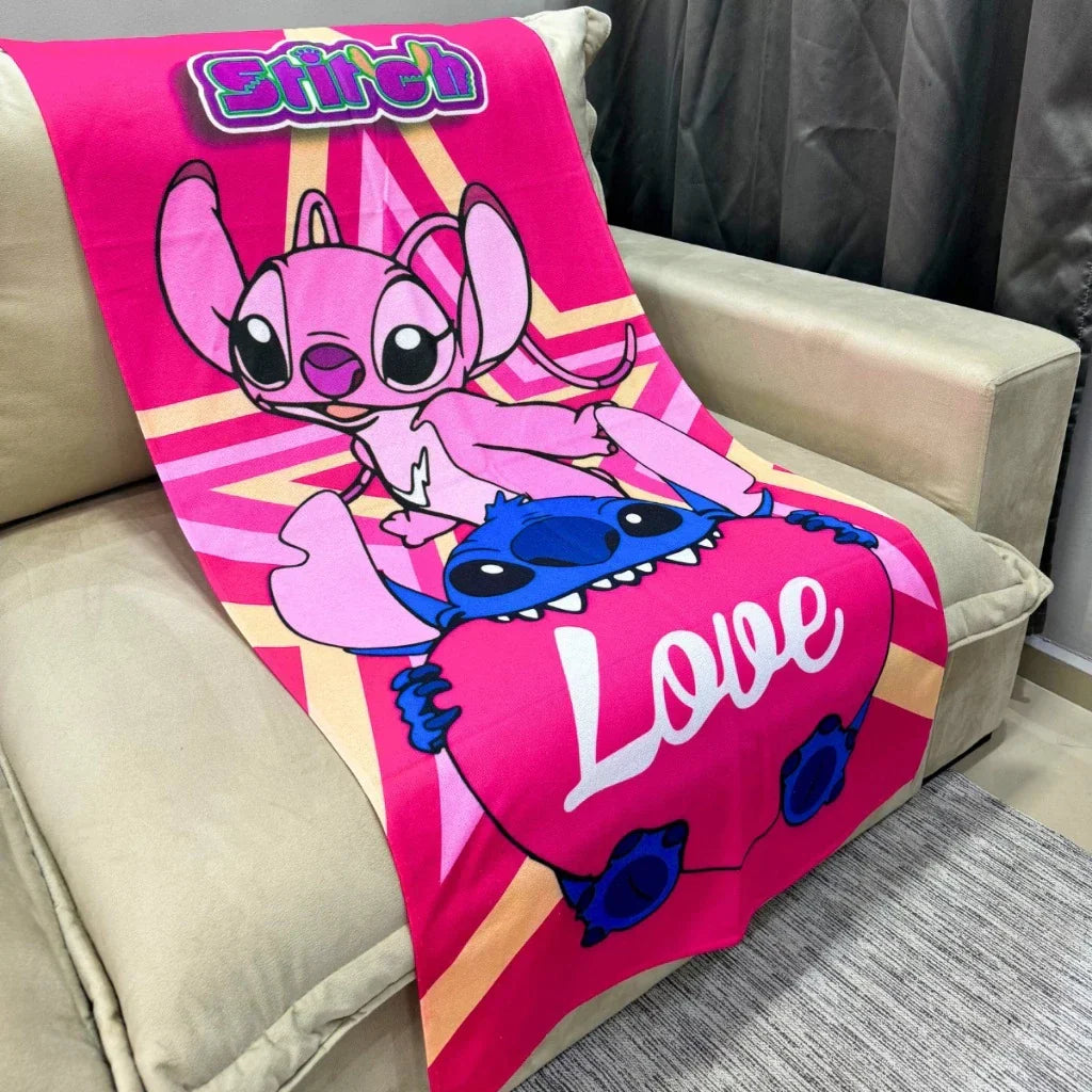 Toalha Infantil Banho Praia Algodão Lilo Stitch E Angel