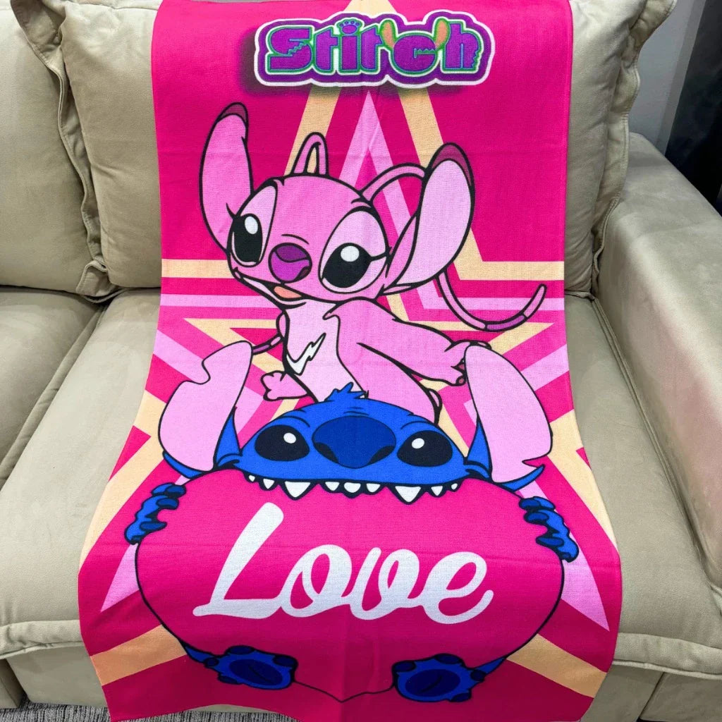 Toalha Infantil Banho Praia Algodão Lilo Stitch E Angel