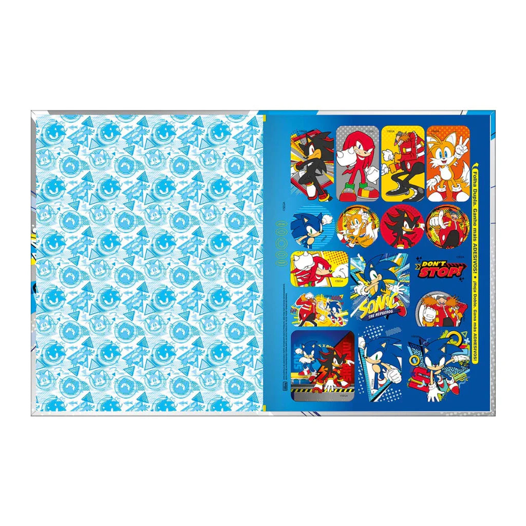 Kit Escolar Sonic com 4 Cadernos - 1 Matéria Capa Dura Brochura e Espiral