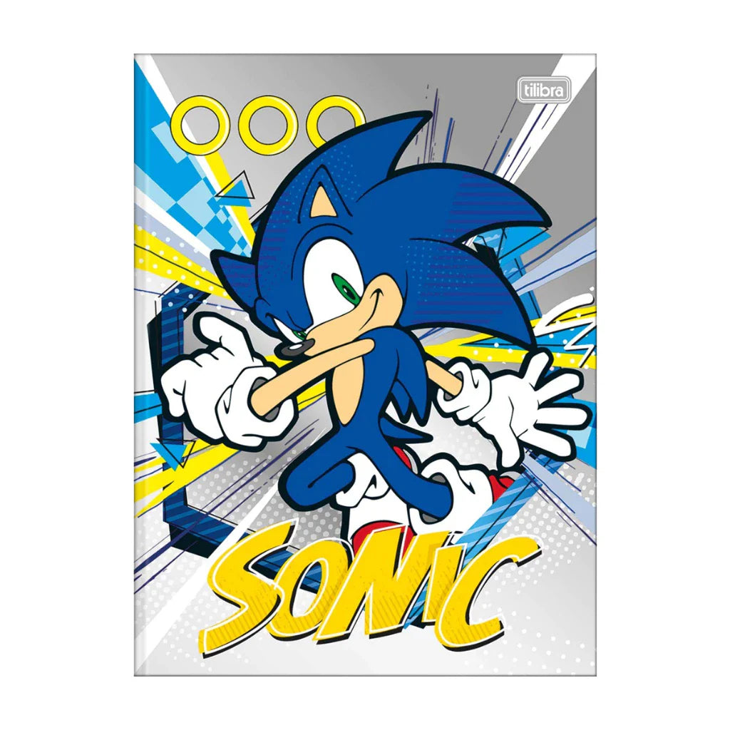 Kit Escolar Sonic com 4 Cadernos - 1 Matéria Capa Dura Brochura e Espiral