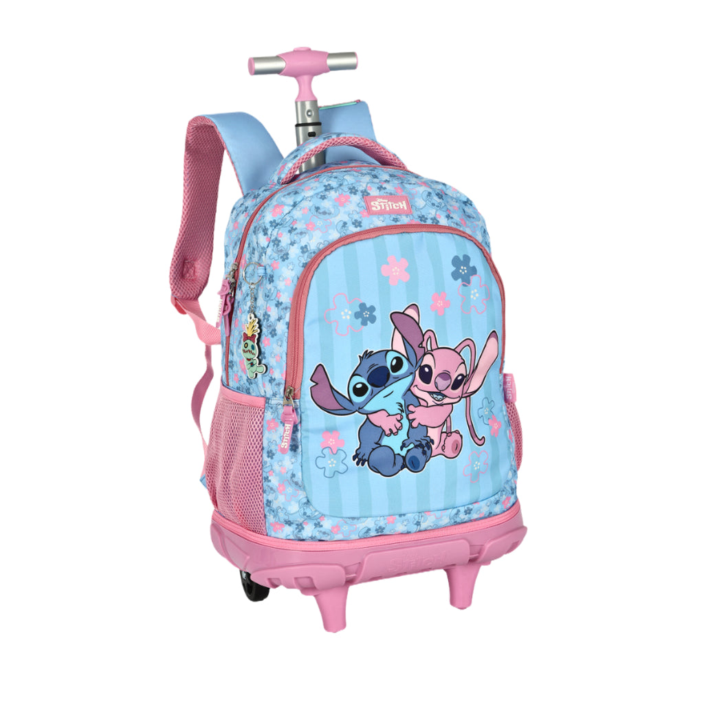 Mochila Escolar Infantil Stitch Disney Original com Rodas – Kit Completo
