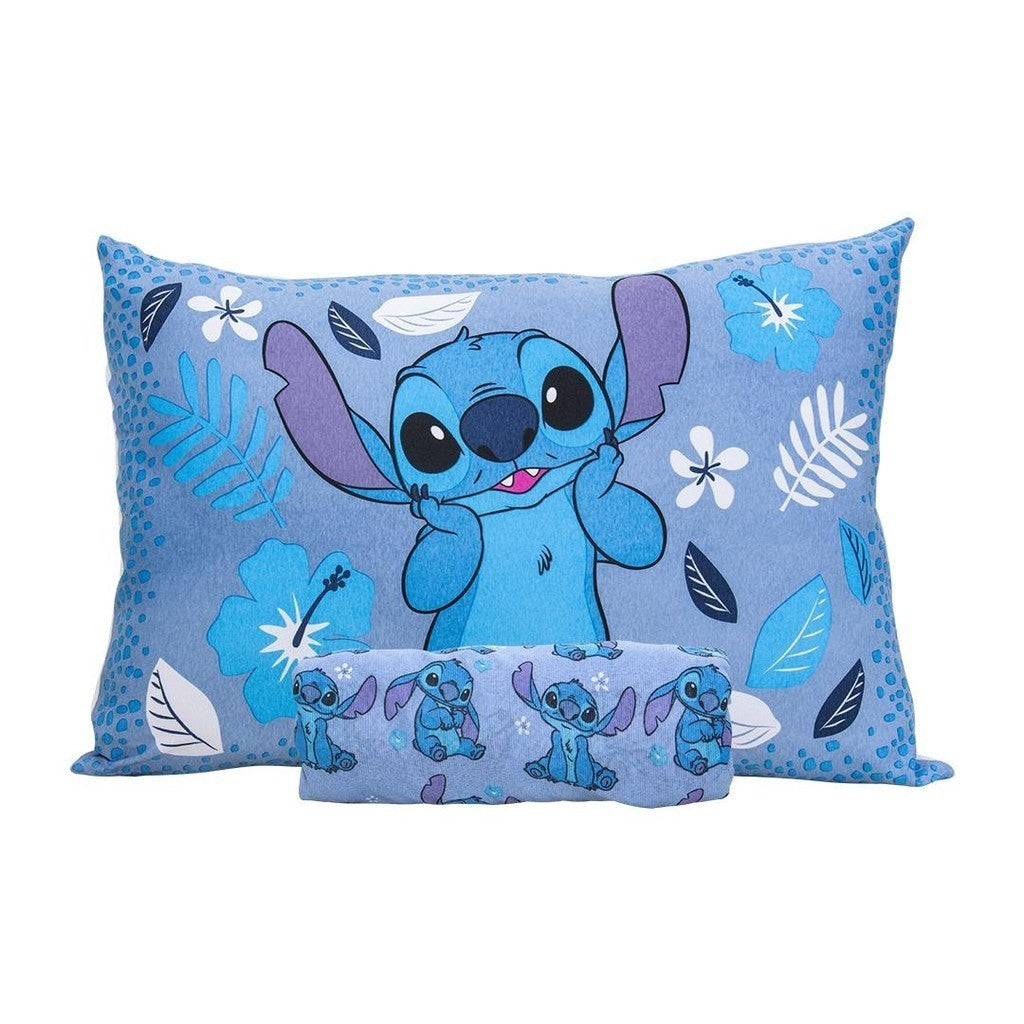 Jogo de Cama Stitch Blue 2 Peças C/ Elástico Solteiro Lilo Algodão