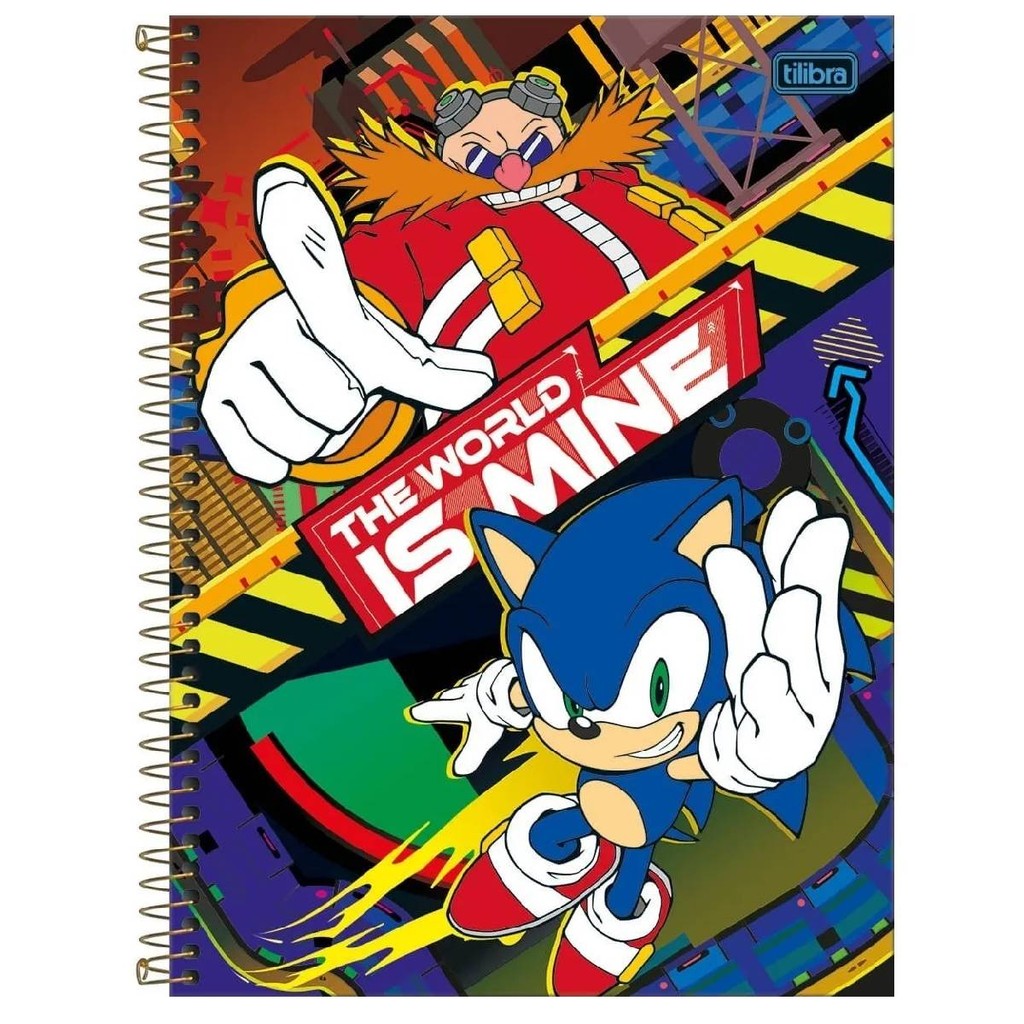 Kit Escolar Sonic com 4 Cadernos - 1 Matéria Capa Dura Brochura e Espiral