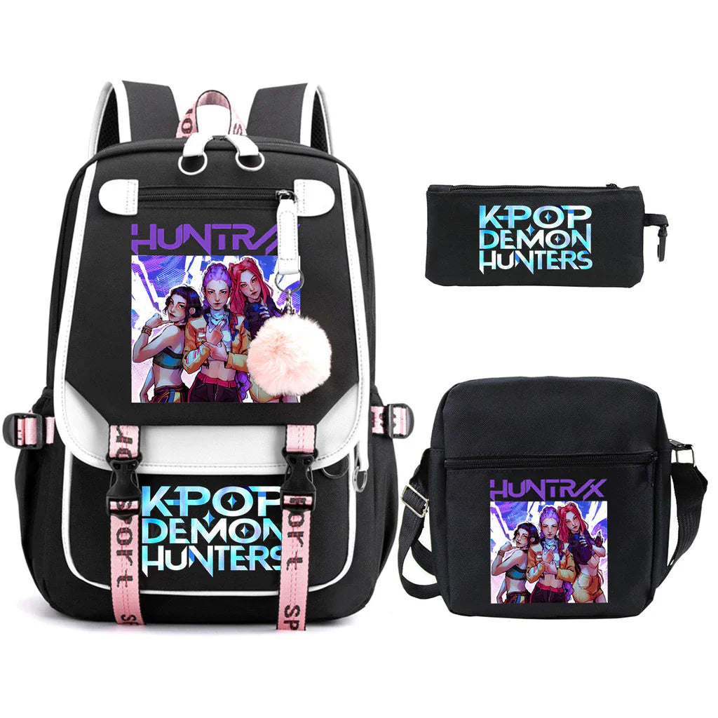 Kit Mochila K-Pop Demon Hunters - Mochila + Lancheira + Bolsinha