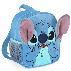 Kit Mochila De Rodinhas Stitch + Lancheira + Bolsinha Com Orelhas - Com Carrinho Removível