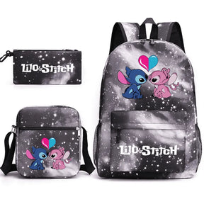 Mochila Infantil Stitch Lovers - Com Lancheira e Estojo de Brinde -Fofura Total em Forma De mochila