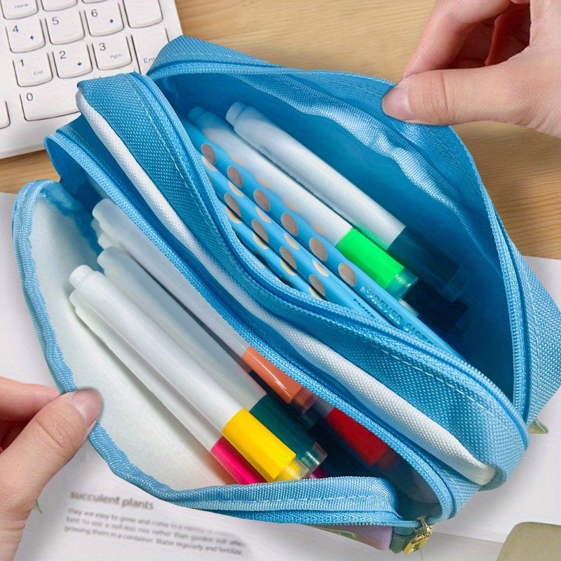 Estojo de couro PU Stitch - ideal para material escolar e maquiagem