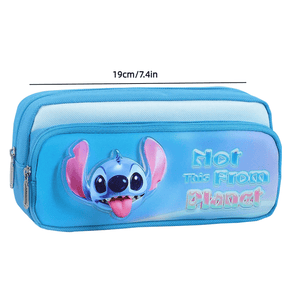 Estojo de couro PU Stitch - ideal para material escolar e maquiagem