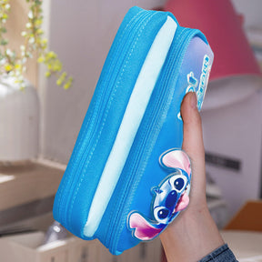 Estojo de couro PU Stitch - ideal para material escolar e maquiagem