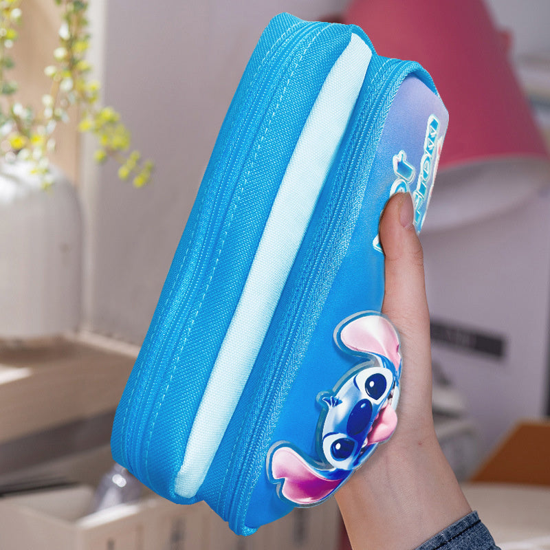 Estojo de couro PU Stitch - ideal para material escolar e maquiagem