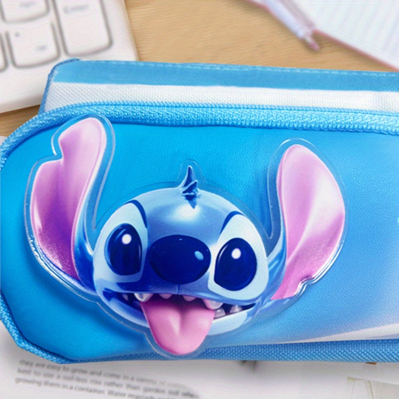 Estojo de couro PU Stitch - ideal para material escolar e maquiagem