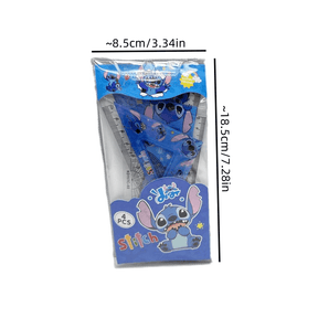 4pcs Disney Stitch Conjunto De Réguas Criativas De Pontos Para Crianças Aprendizado De Estudantes Papelaria Régua Reta Triangulares
