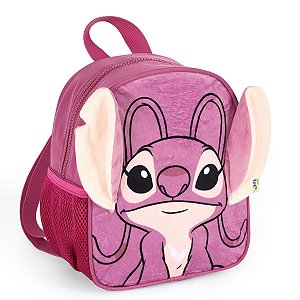 Kit Mochila De Rodinhas Stitch + Lancheira + Bolsinha Com Orelhas - Com Carrinho Removível