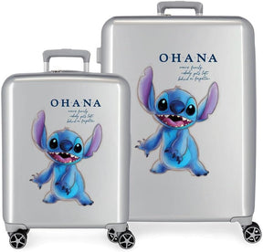 Conjunto de Malas Disney Stitch Cinza com Cadeado TSA Integrado