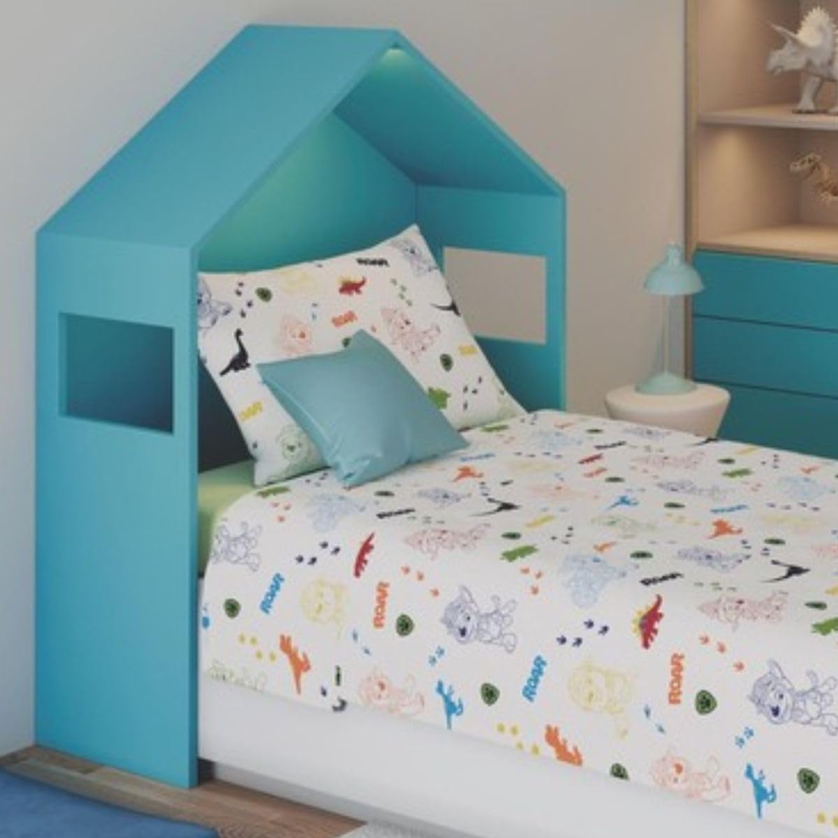 Jogo de Cama 100% Algodão Solteiro Estampado Stitch 1,40 m x 2,10 m Com 3 peças