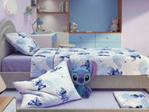 Jogo de Cama 100% Algodão Solteiro Estampado Stitch 1,40 m x 2,10 m Com 3 peças