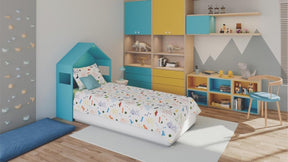 Jogo de Cama 100% Algodão Solteiro Estampado Stitch 1,40 m x 2,10 m Com 3 peças