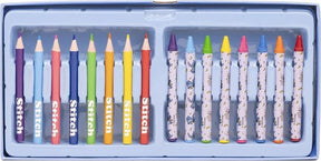 Disney Stitch Kids Art Set, Lápis de Cor Canetas Giz de Cera Suprimentos de Arte em Caixa de Arte 30 Mais Peças - Stitch Presentes para Meninas (Blue Stitch)