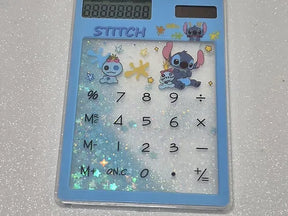 Calculadora Solar Glitter e Água Touch Fofa - Stitch, Hello Kitty ou Gatinho