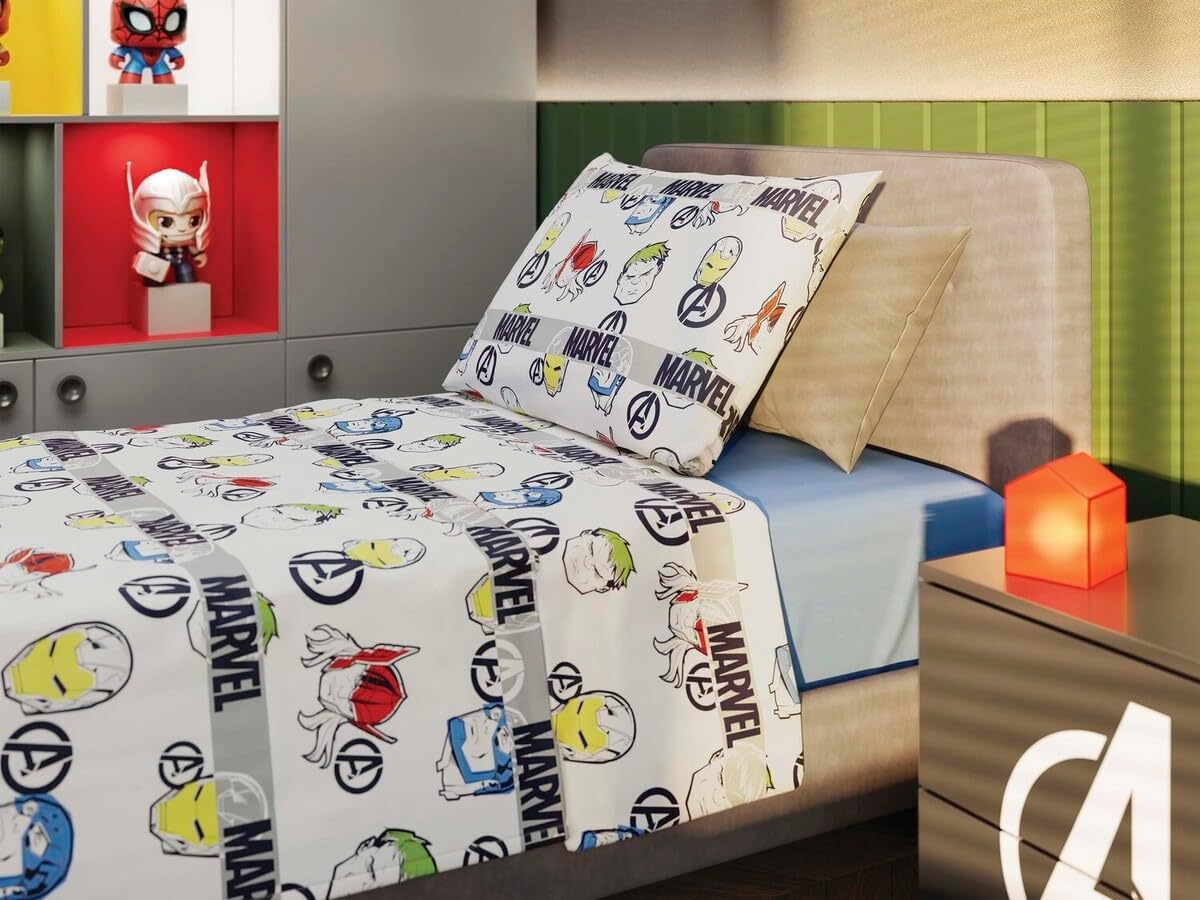 Jogo de Cama 100% Algodão Solteiro Estampado Stitch 1,40 m x 2,10 m Com 3 peças