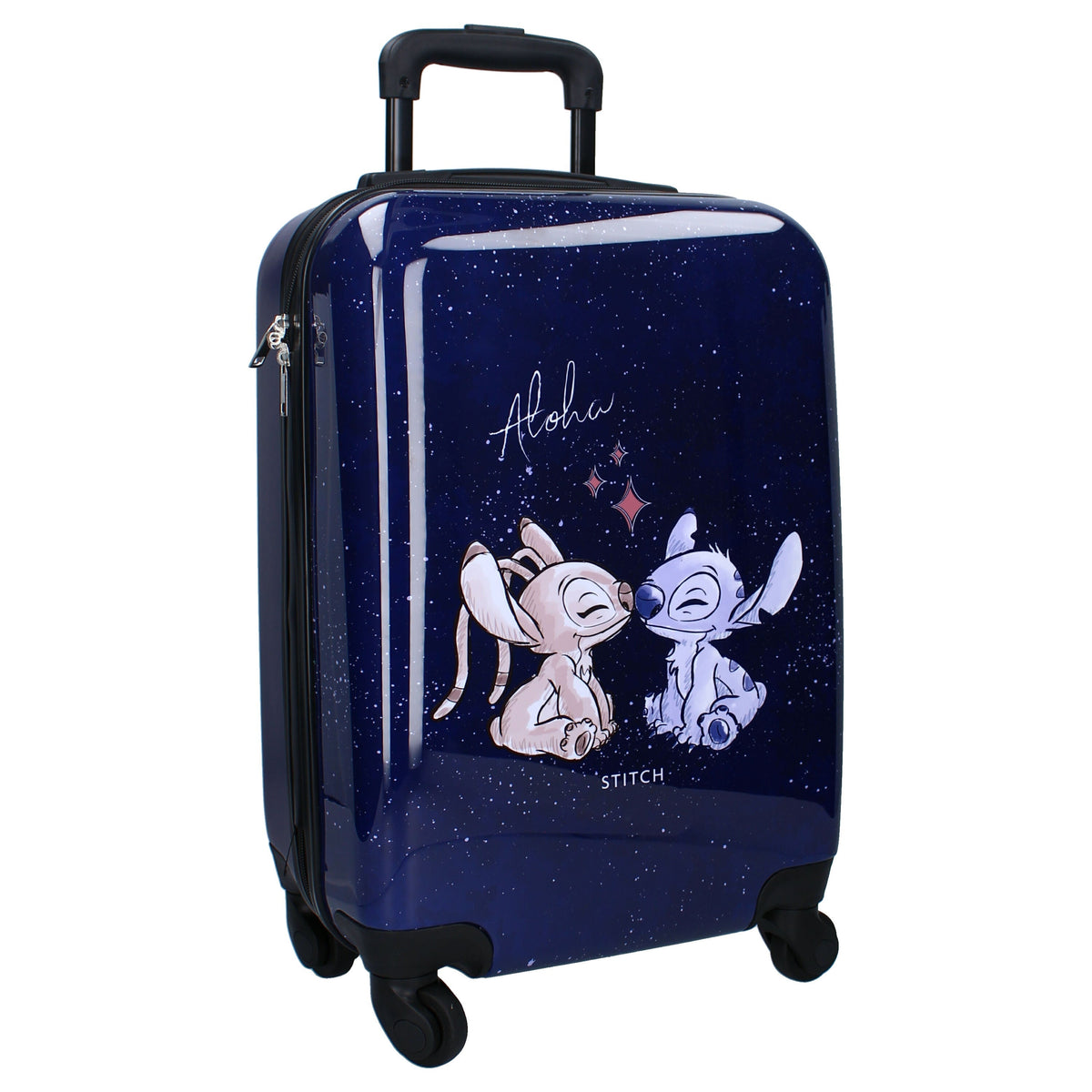 Mala de Viagem com Rodinhas e Toalha de Praia - Conjunto Disney Stitch & Angel 2 Peças (70x140 cm).