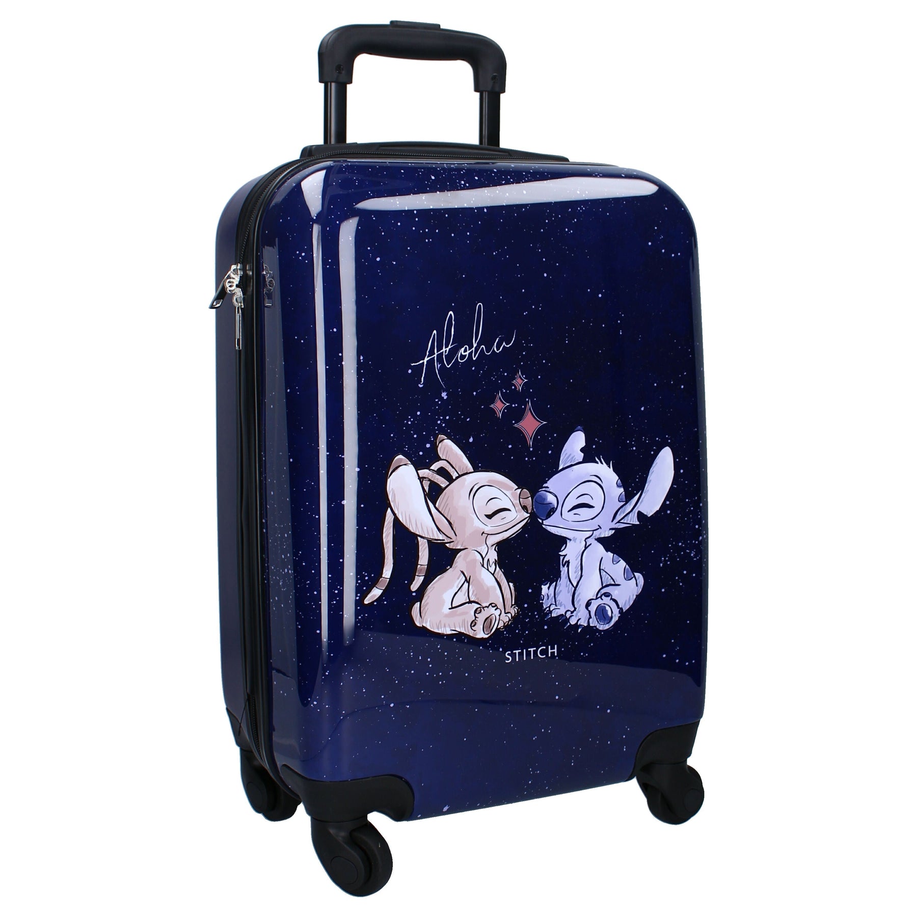 Mala de Viagem com Rodinhas e Toalha de Praia - Conjunto Disney Stitch & Angel 2 Peças (70x140 cm).