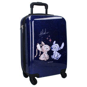 Mala de Viagem com Rodinhas e Toalha de Praia - Conjunto Disney Stitch & Angel 2 Peças (70x140 cm).