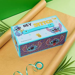 Disney Stitch Kids Art Set, Lápis de Cor Canetas Giz de Cera Suprimentos de Arte em Caixa de Arte 30 Mais Peças - Stitch Presentes para Meninas (Blue Stitch)