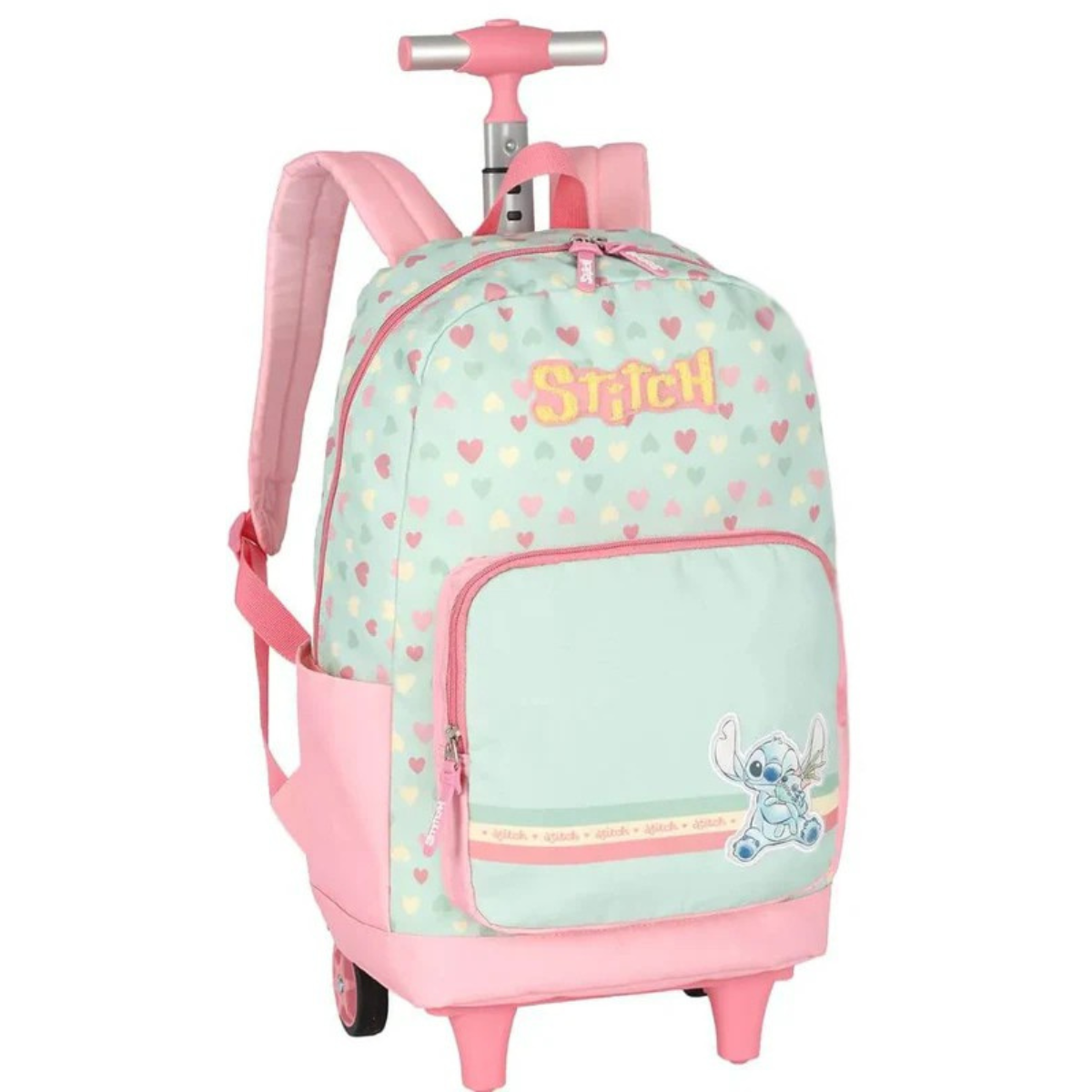 Mochila Escolar Infantil Stitch Disney Original com Rodas – Kit Completo