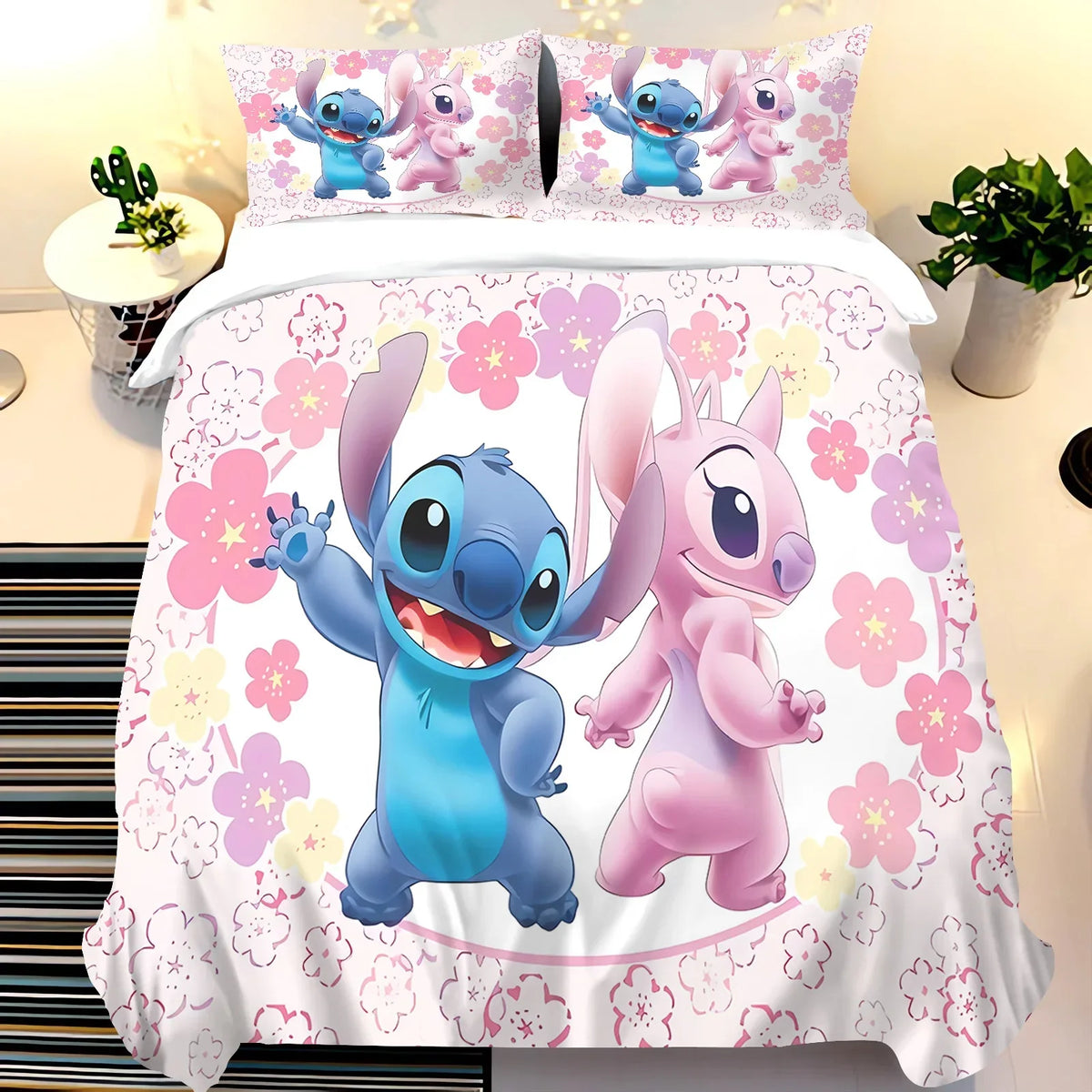 Edredom Lilo & Stitch, Roupa de Cama Infantil 3D (edredom + 2 fronhas).