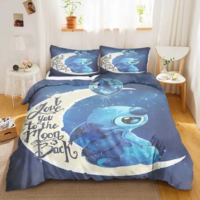 Edredom Stitch Estampa 3D de Desenho Animado -  3 Peças