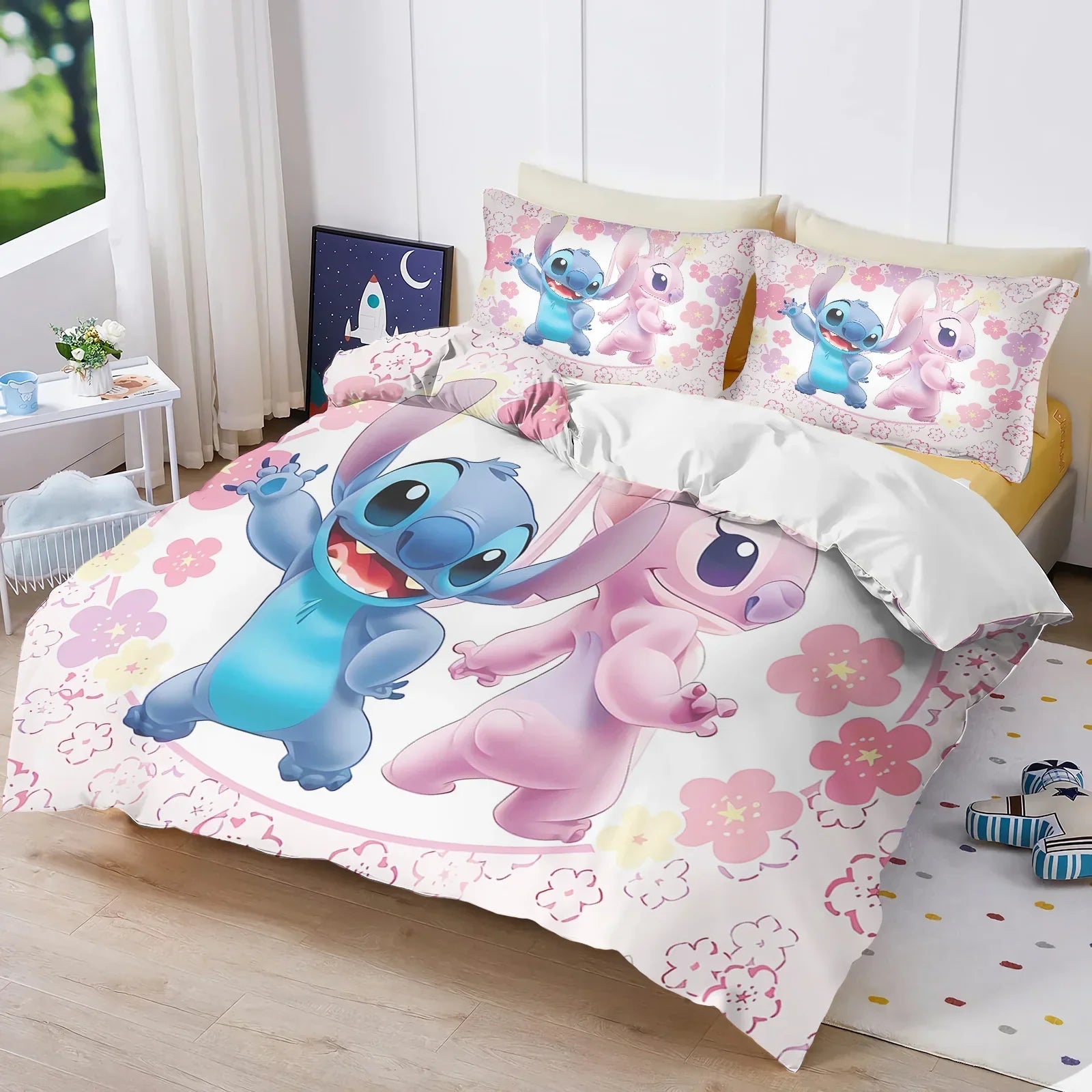 Edredom Lilo & Stitch, Roupa de Cama Infantil 3D (edredom + 2 fronhas).