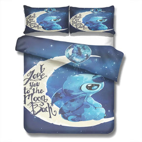Edredom Stitch Estampa 3D de Desenho Animado -  3 Peças