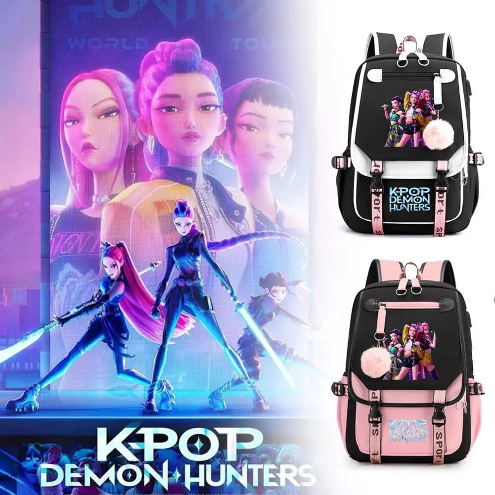 Kit Mochila K-Pop Demon Hunters - Mochila + Lancheira + Bolsinha