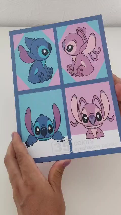 Paleta de sombras Stitch 35 cores com espelho 16,5 x 26,5 cm