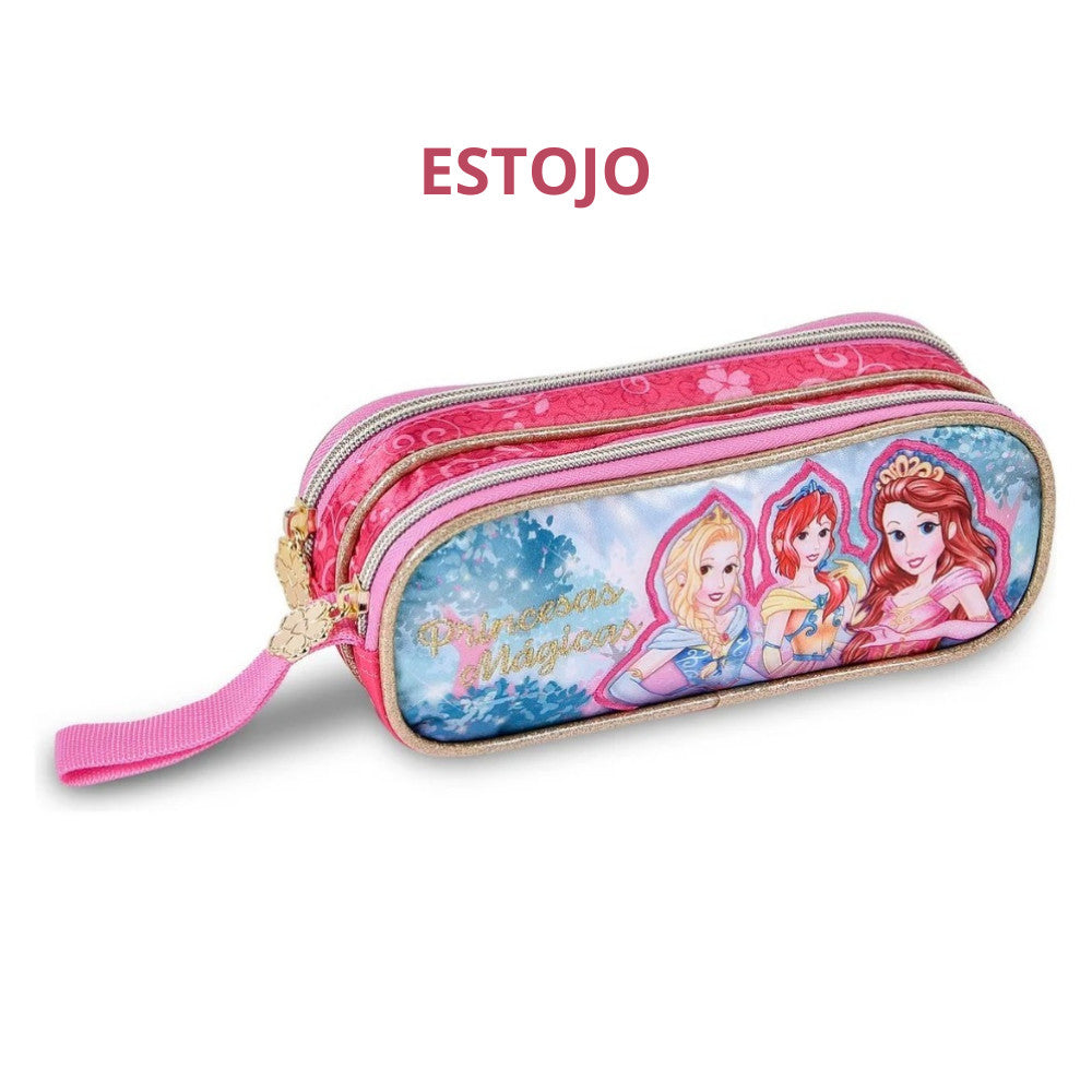 Kit Escolar Princesas Infantil com Mochila de Rodinhas, Lancheira e Estojo + BRINDE 24 Lápis da Mapped