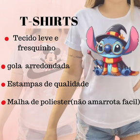 Camiseta t-shirt blusinha manga curta estampa stitch