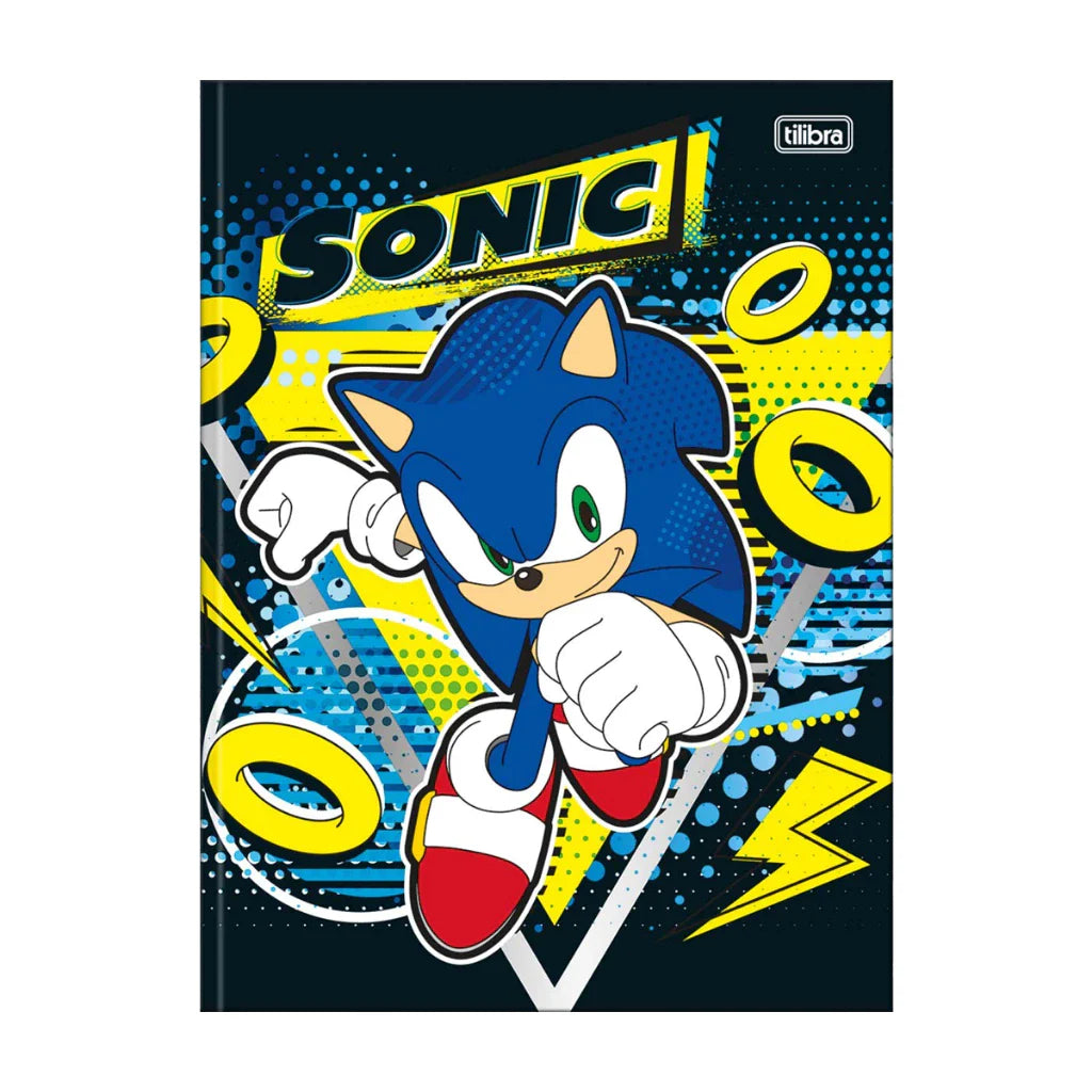 Kit Escolar Sonic com 4 Cadernos - 1 Matéria Capa Dura Brochura e Espiral