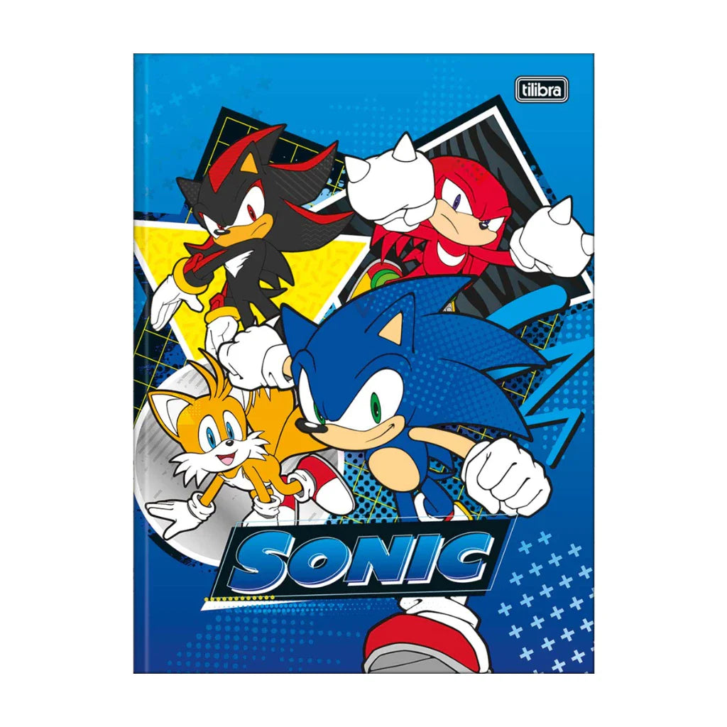 Kit Escolar Sonic com 4 Cadernos - 1 Matéria Capa Dura Brochura e Espiral