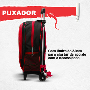 Kit Escolar Carros com Mochila de Rodinhas, Lancheira Térmica e Estojo BOX – Menino