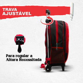 Kit Escolar Carros com Mochila de Rodinhas, Lancheira Térmica e Estojo BOX – Menino
