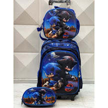 Mochila Escolar Infantil Sonic com Lancheira e Estojo – Kit 3 Peças 3D